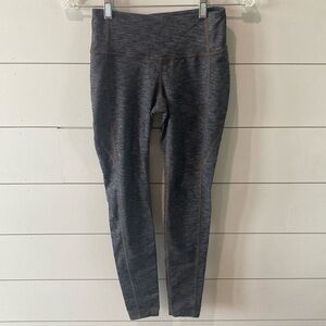 ATHLETA. grey leggings with brown stitches
